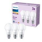 Confezione Multipack 3x Philips Bulbo LED E27 Pera Ghiaccio 8W 806lm - 827 Bianco Molto Caldo