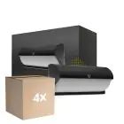 Confezione Multipack 4x Bright Choice Bulkhead LED Nero 12W 1200lm - 840 Bianco Freddo | IP54 - Sensore Di Luce 