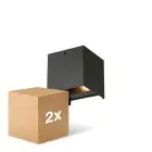 Pacco doppio D'Lite Luce Da Parete Elingen Aluminium Nero 4.9W 290lm - 830 Luce Calda -  | IP65 - Sensore Di Luce